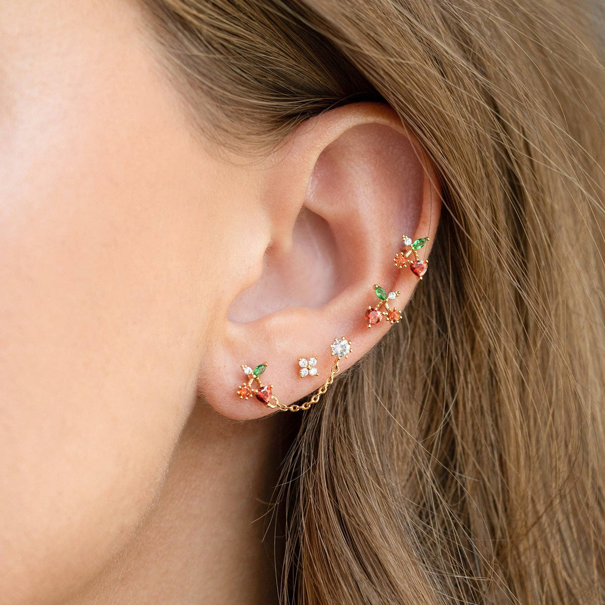 Cherry On Top Studs in Gold