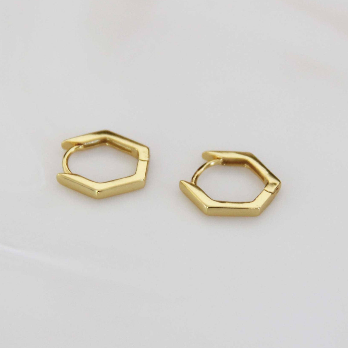 Mini Hexagon Hoops in Gold