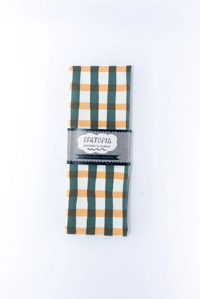 Picnic Tea Towel in Peach & Forest