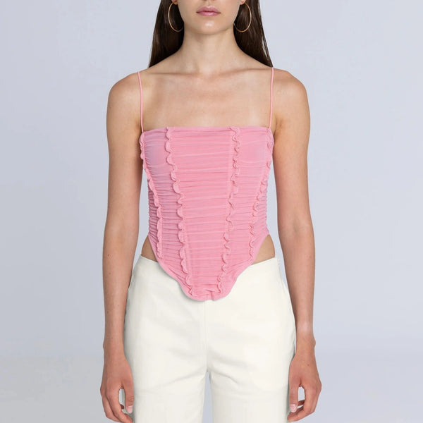 Gathered Corset Top in Pink