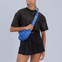 Pleated Crossbody Bag in Blue Safari