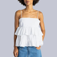 Babydoll Poplin Top in White