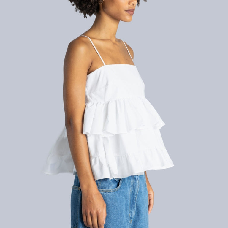 Babydoll Poplin Top in White