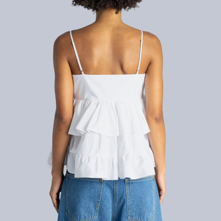 Babydoll Poplin Top in White