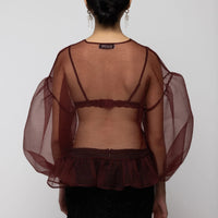 Volume Organza Bow Top in Red