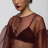 Volume Organza Bow Top in Red