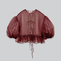 Volume Organza Bow Top in Red