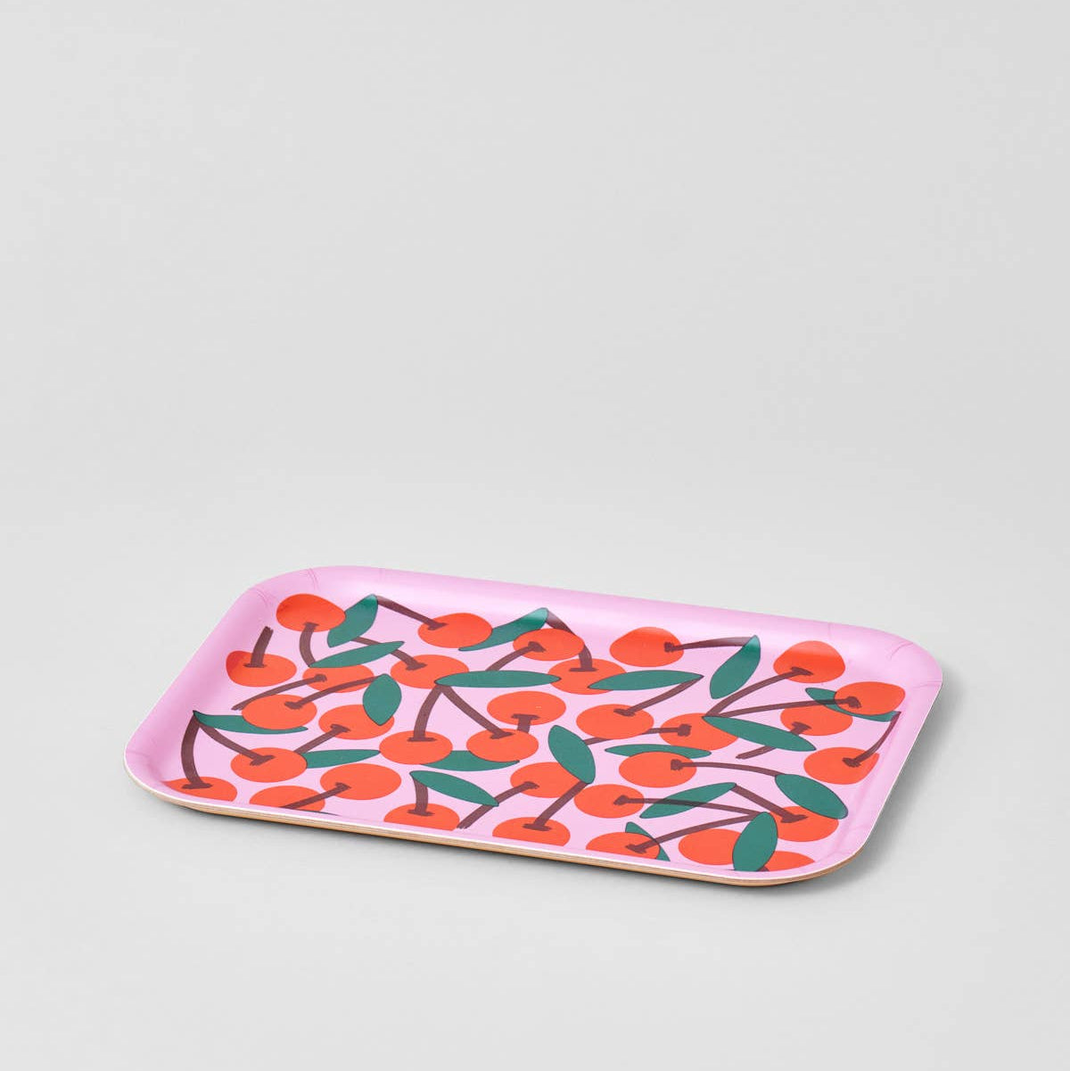 Cherries Pink Small Serving Tray