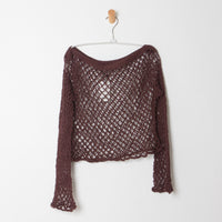 Mery Open Knit Sweater in Brown