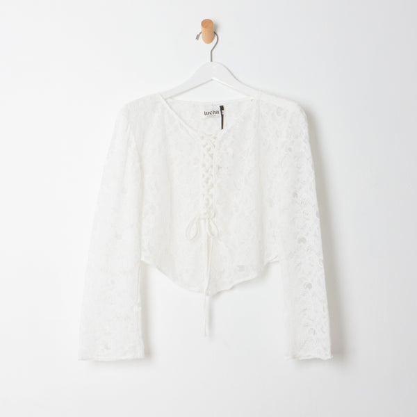 Lola Embroidered Lace Up Blouse
