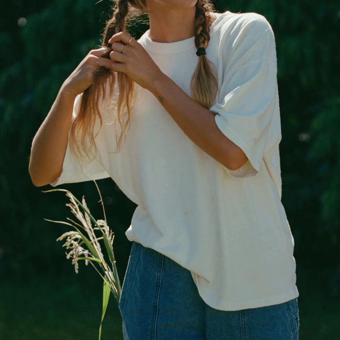 Vernon Oversized Tee in Washed White