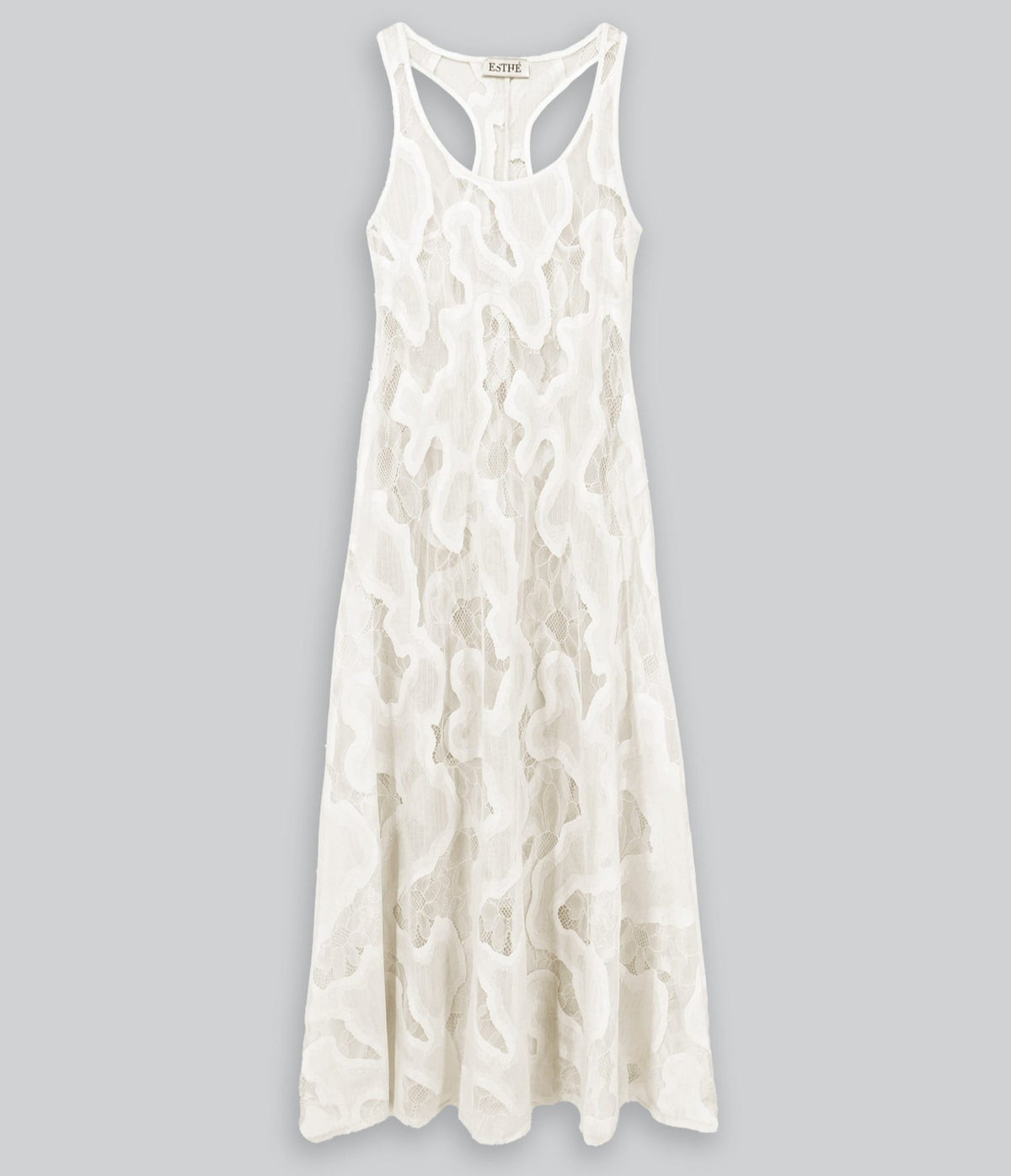 Sheer Lace Slip Dress in Off White
