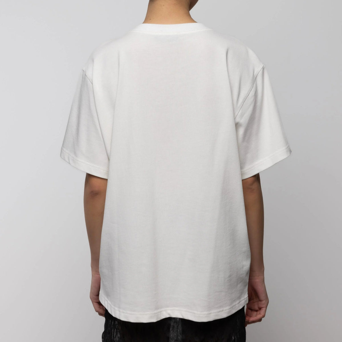 Rose Print Cotton T-Shirt in Off White