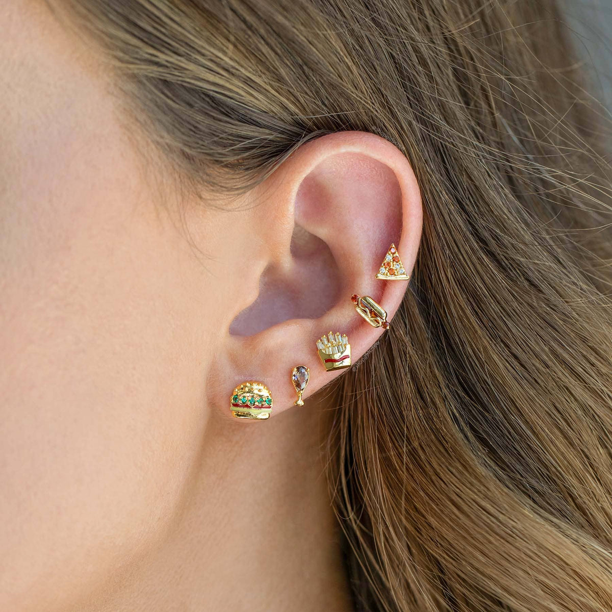 Hot Dog Studs - Rose Gold