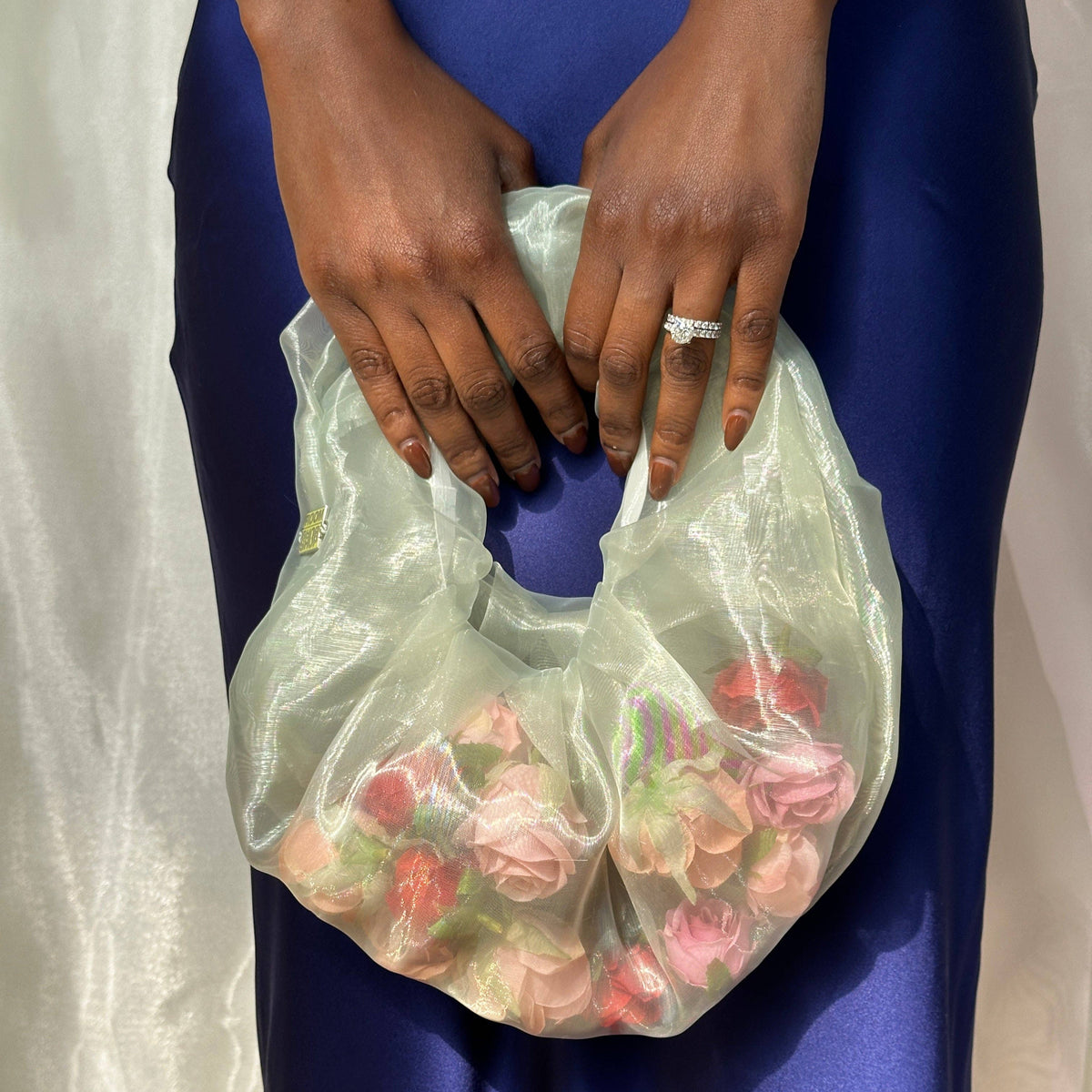 Rose Baby Bag in Sage / Rose Filled