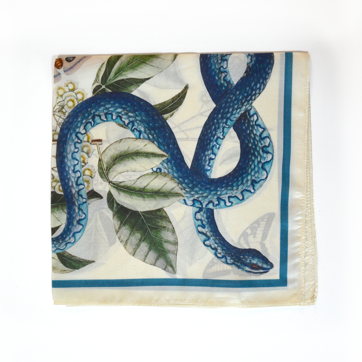 Blue Snake and Butterfly Silk Scarf