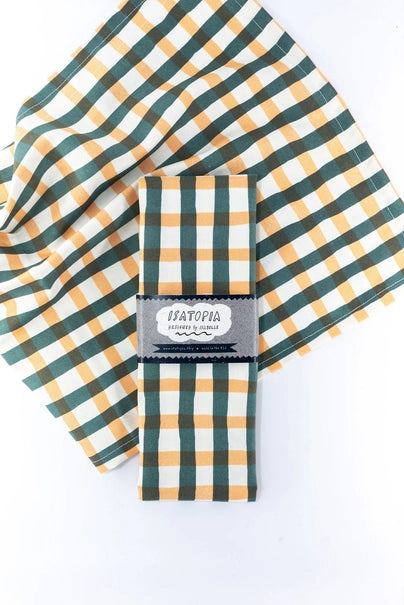 Picnic Tea Towel in Peach & Forest