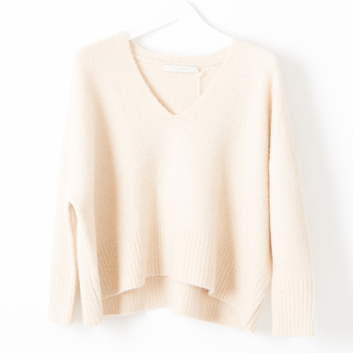 V-Neck Sweater in Ivory Beige