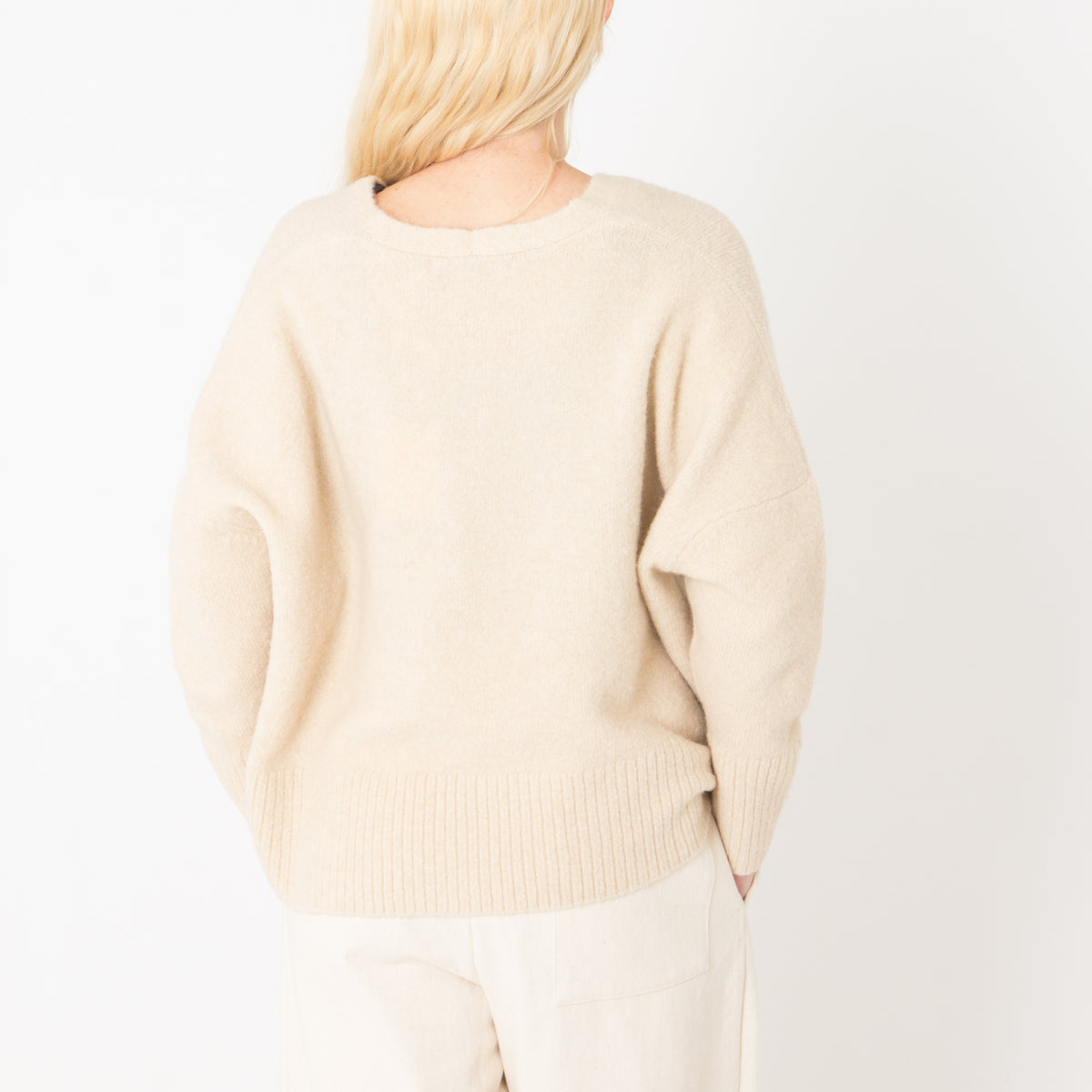 V-Neck Sweater in Ivory Beige