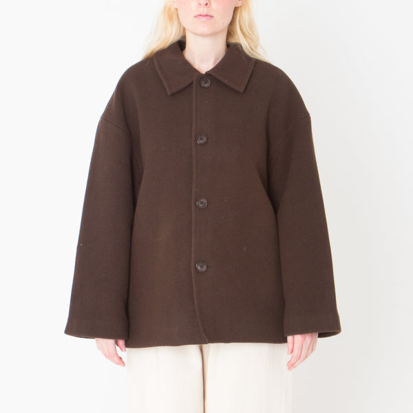 Short Wool Coat in Deep Walnut