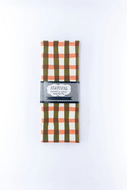 Picnic Tea Towel in Vermilion & Olive