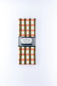 Picnic Tea Towel in Vermilion & Olive