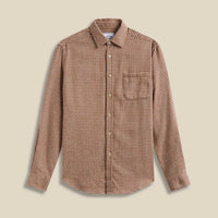 Abstract Pied Poule Shirt in Brown