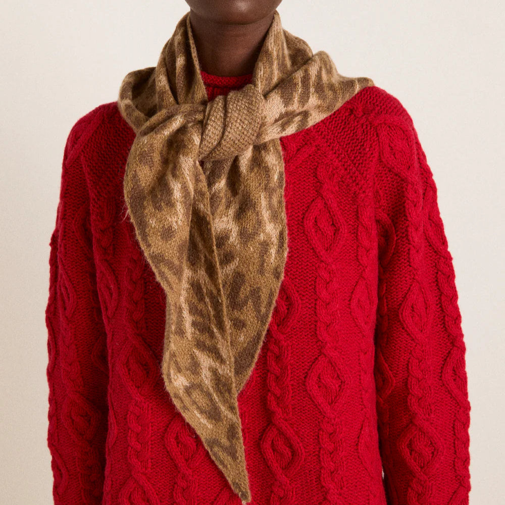 Knitted Head Scarf in Leopard