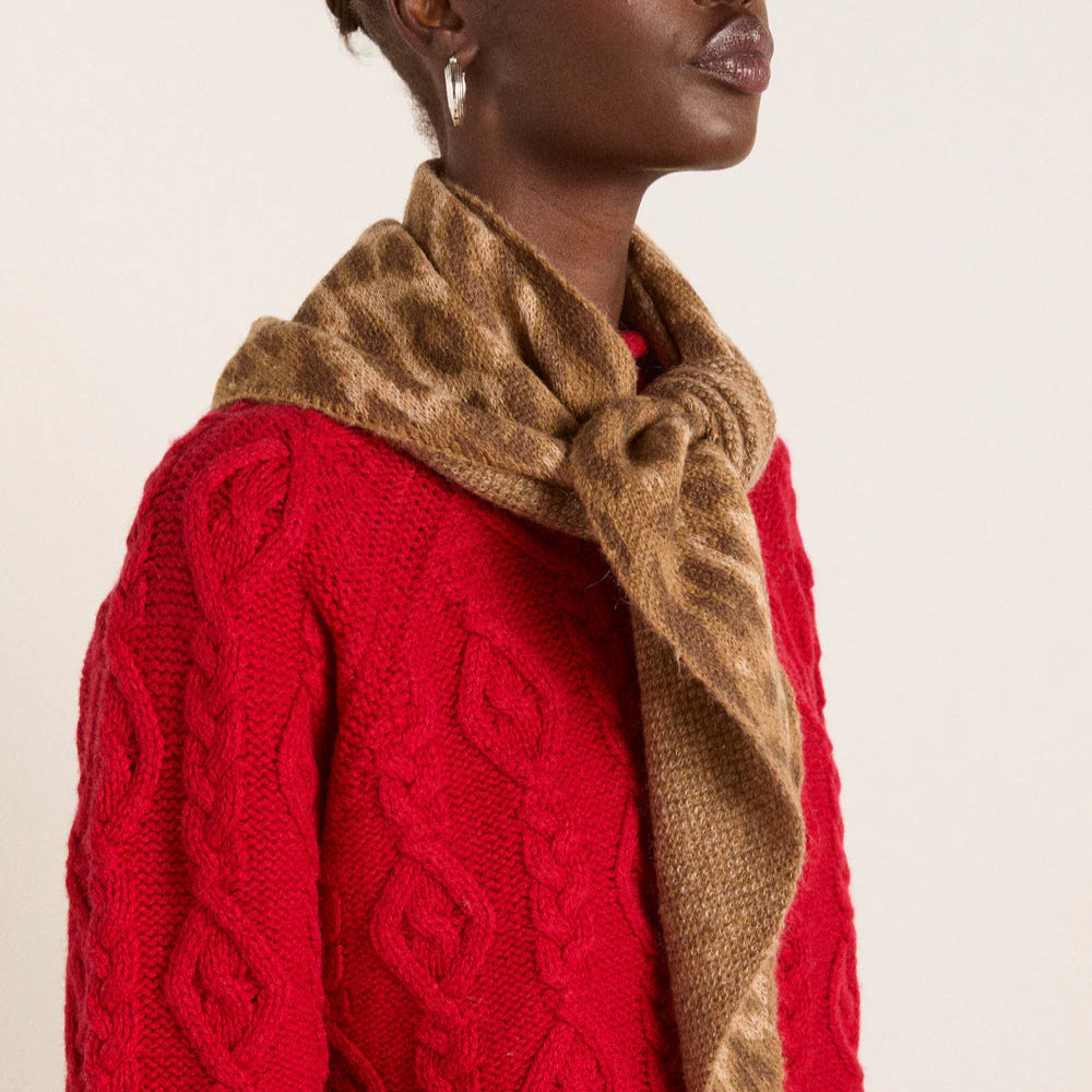 Knitted Head Scarf in Leopard
