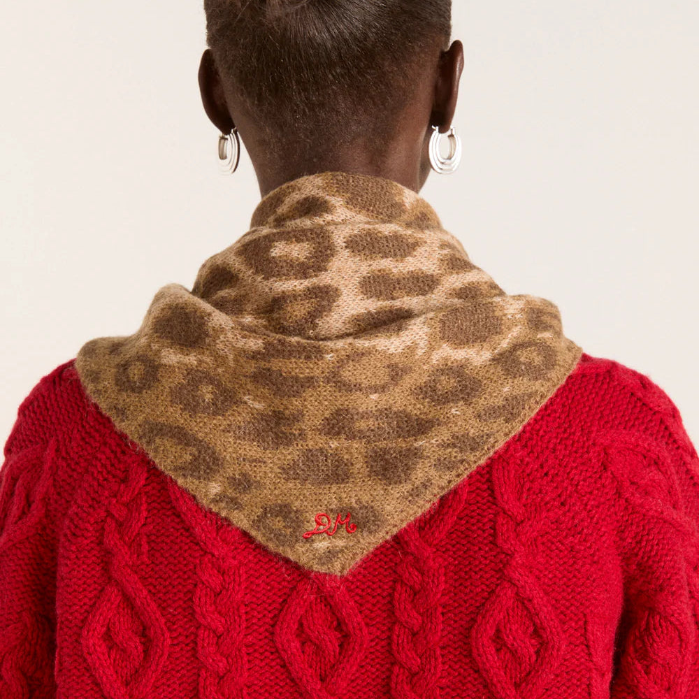 Knitted Head Scarf in Leopard