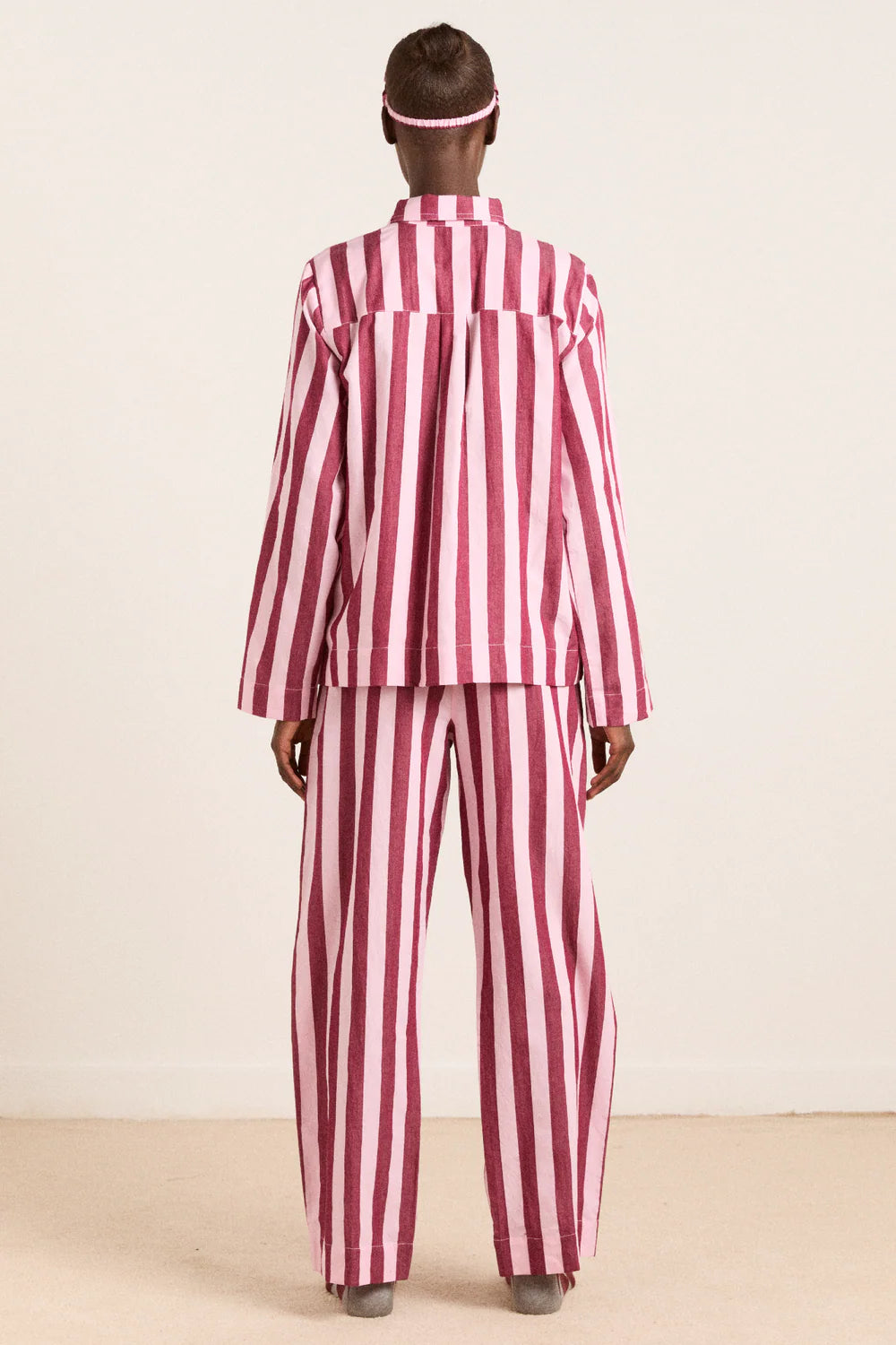 Florie PJ Set in Burg/Pink Stripe