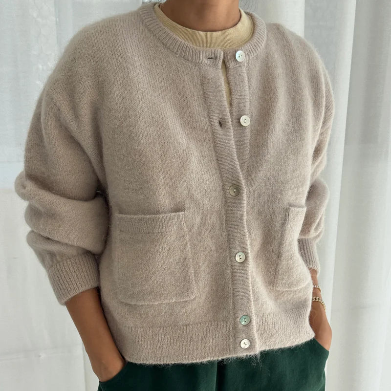 Amélie Alpaca Cardigan in Smoke