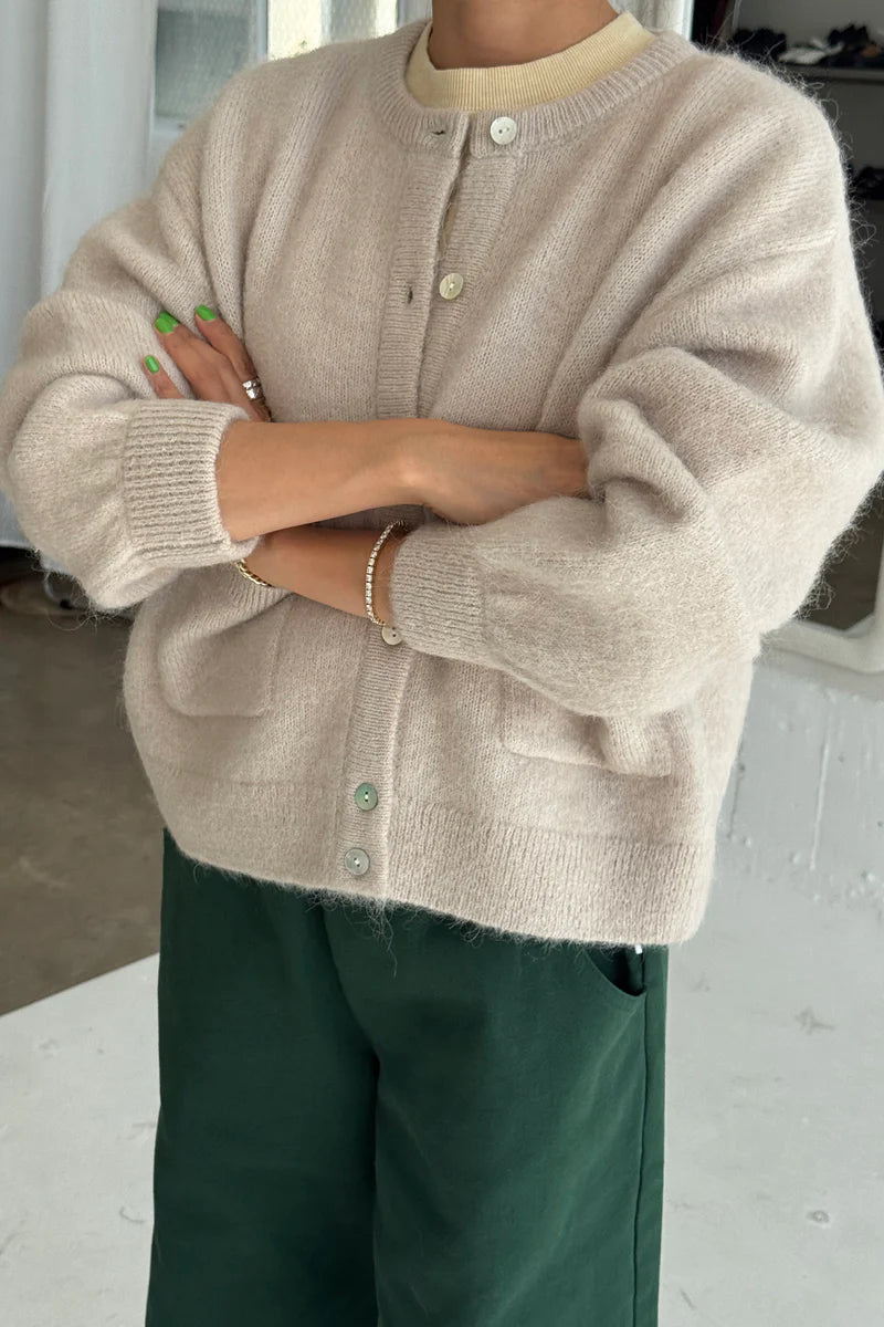 Amélie Alpaca Cardigan in Smoke