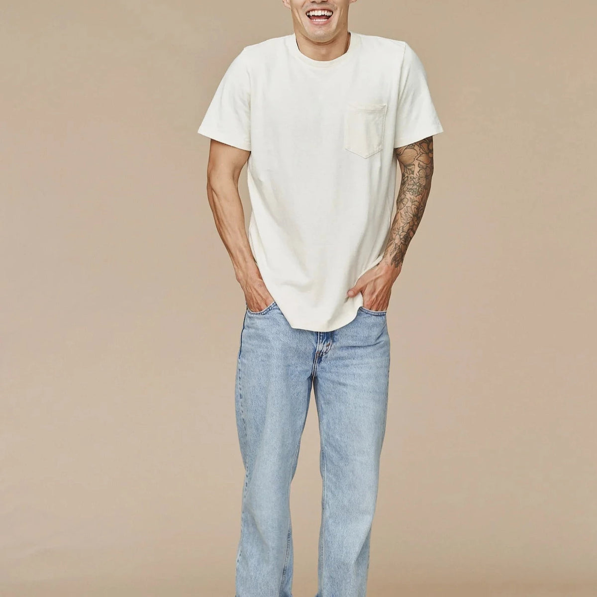 Boulder Pocket Tee in Washed White