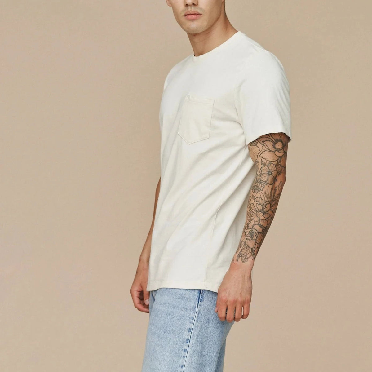 Boulder Pocket Tee in Washed White