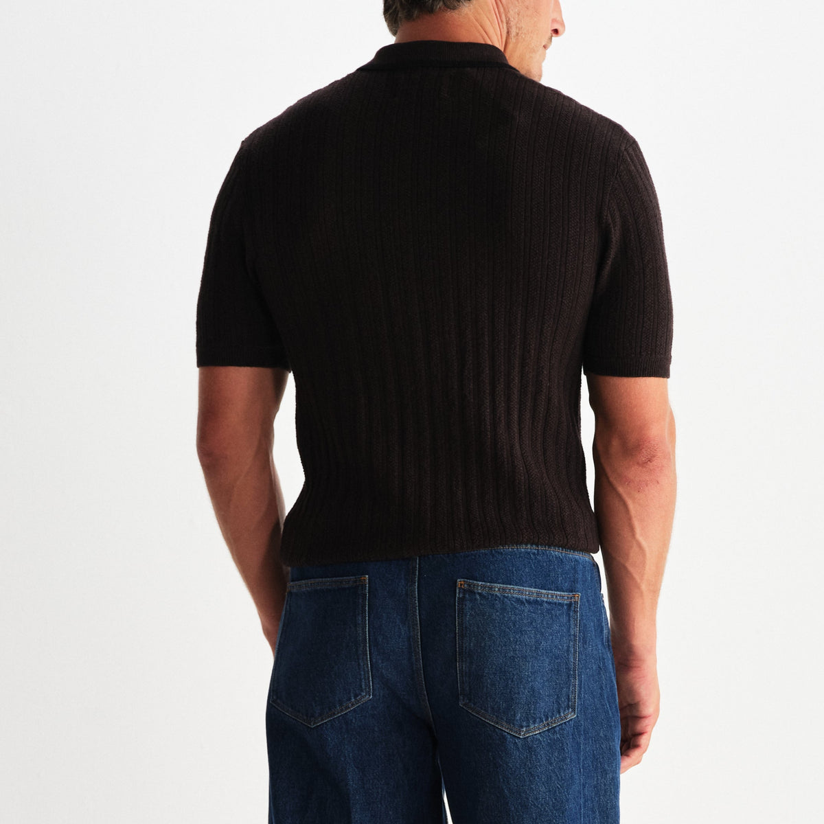 Bury Zip Polo in Dark Brown