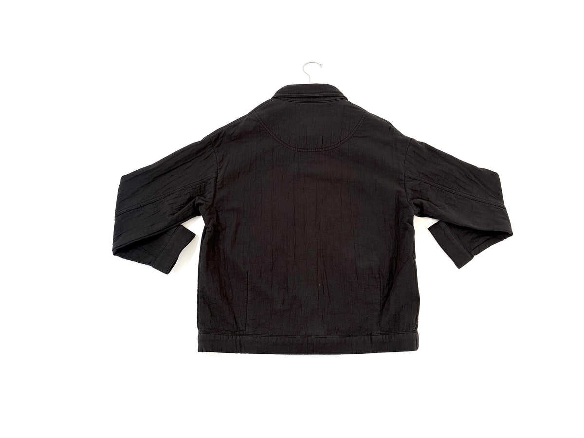 Panel Pockets Shirt Jacket in Black