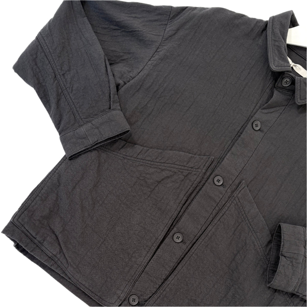 Panel Pockets Shirt Jacket in Black