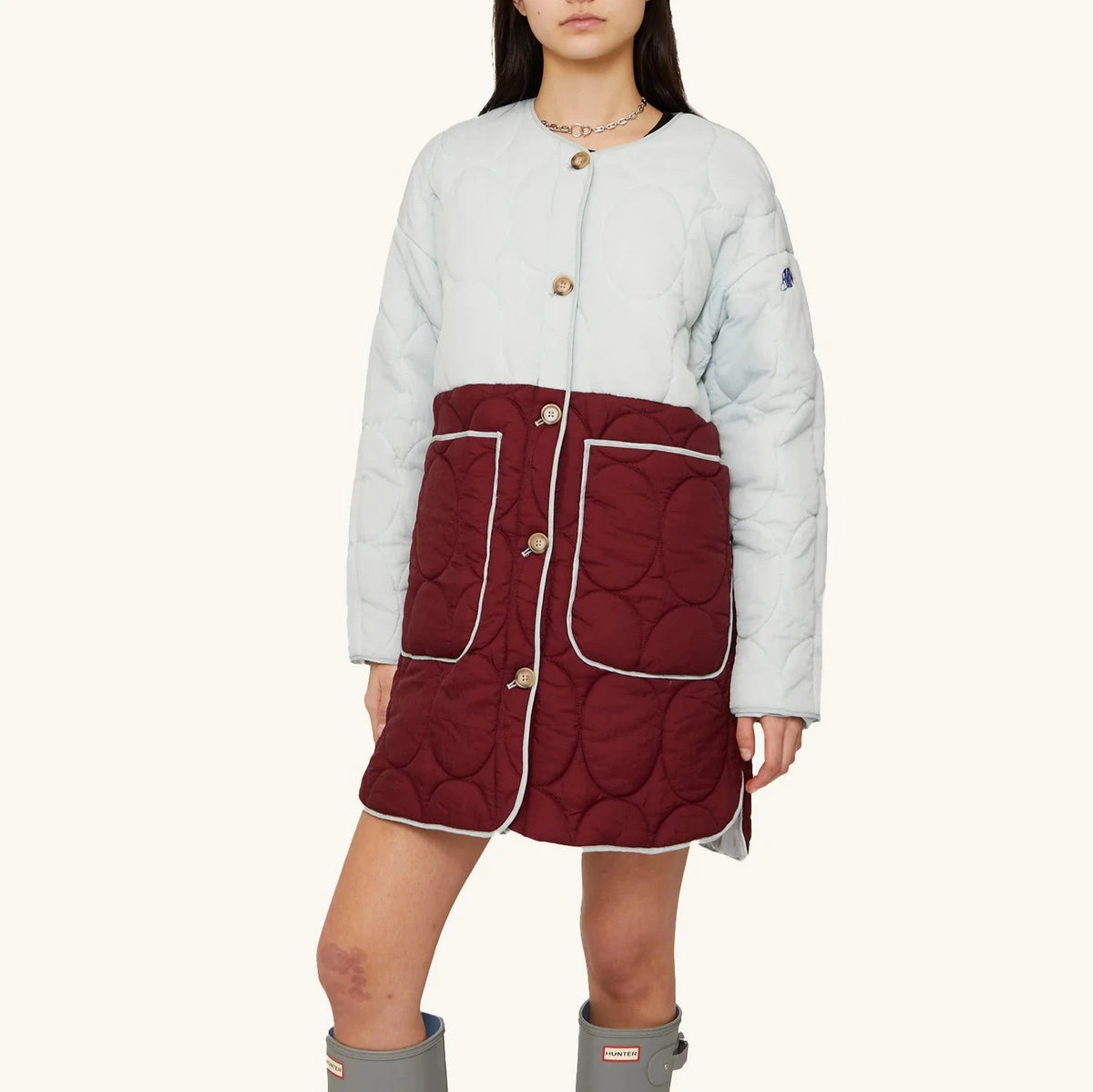Paige Long Quilted Jacket in Frost