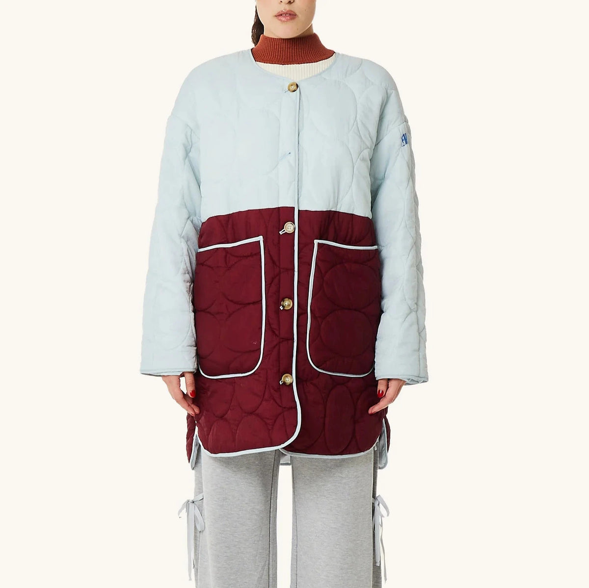 Paige Long Quilted Jacket in Frost