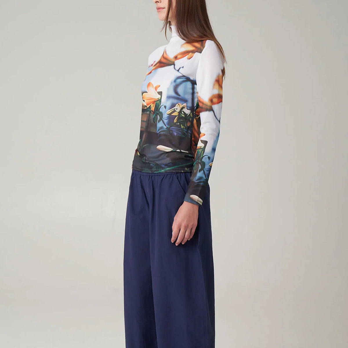 Paulie Mock Neck Top in Tiger Lilies