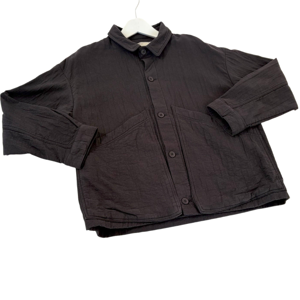 Panel Pockets Shirt Jacket in Black