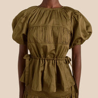 Hadley Blouse in Olive Satin
