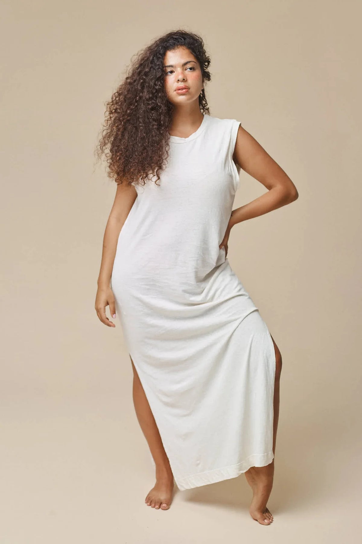 Hermosa Dress in Washed White