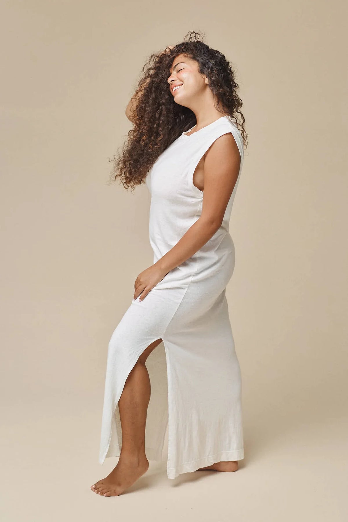 Hermosa Dress in Washed White