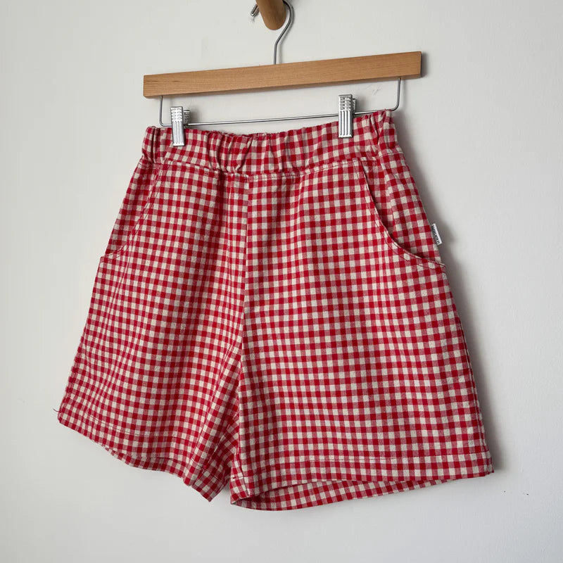 City Shorts in Red Gingham