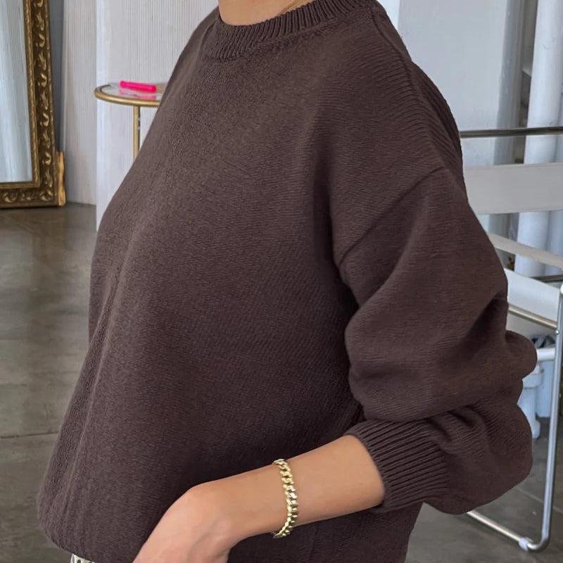 Milo Cotton Sweater in Brown