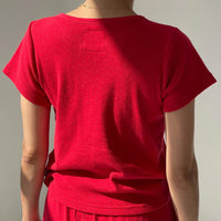 Pointelle Babe Tee in Red Apple