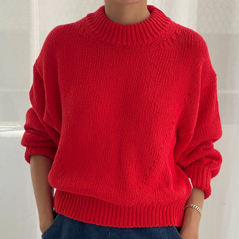 Zoe Cotton Sweater in Chili
