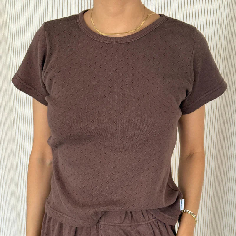 Pointelle Babe Tee in Chocolate